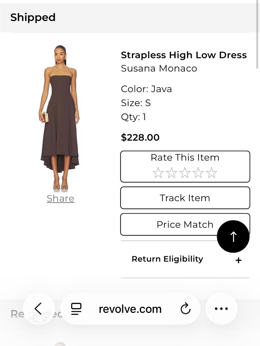 Susana Monaco Strapless High-Low Dress in Java (Brown)